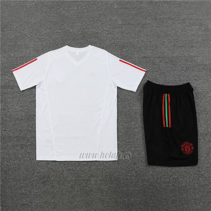 Chandal del Manchester United Manga Corta 2023-2024 Blanco - Pantalon Corto